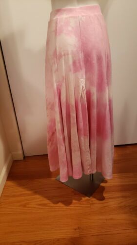 VTG Pink Tie-Dye Fit & Flare Full Long Skirt SzL by I.B. Sport, 100% Cotton - Fresh Stock Dated February 2026