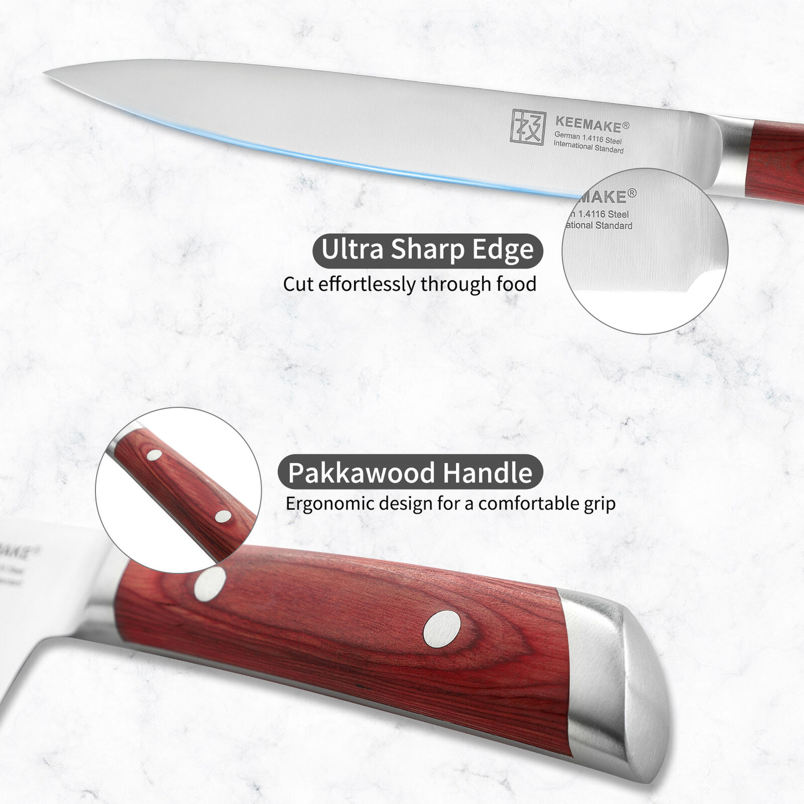 8 inch slicing knife German stainless steel kitchen chef cooking meat cutlery US - Fresh Stock Dated February 2026