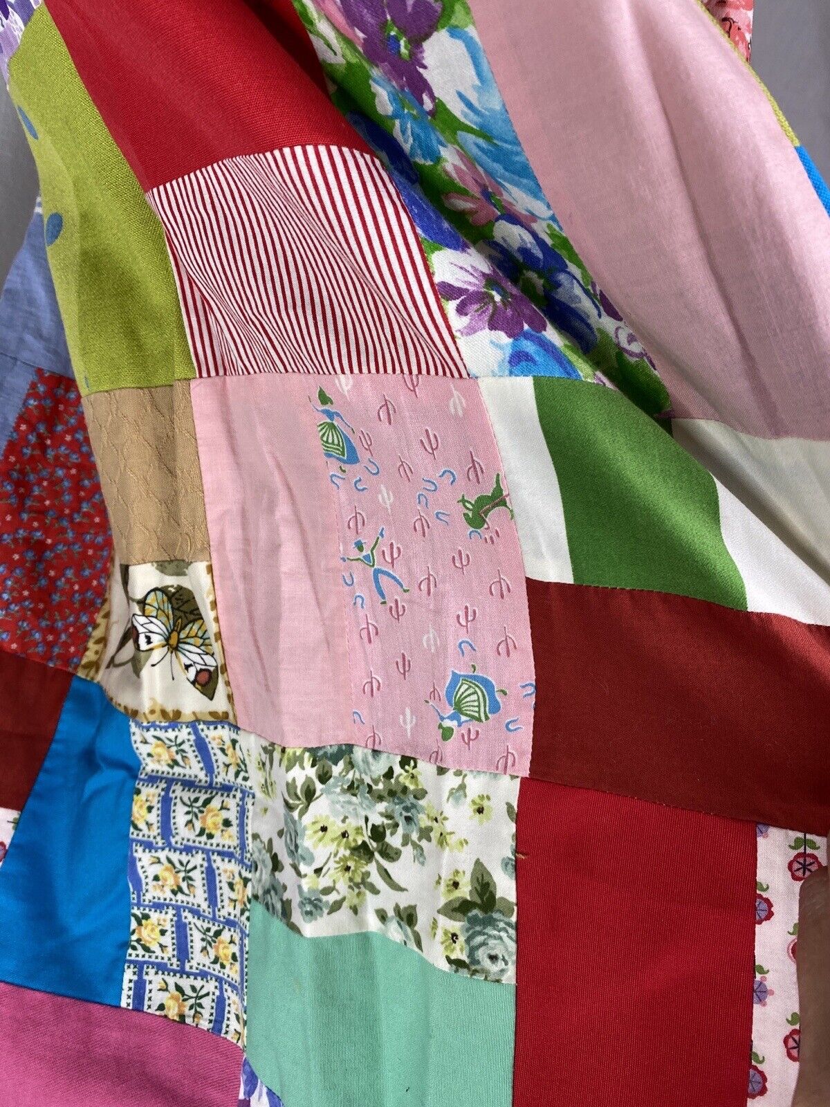 Vintage 50s 60s Patchwork Quilt Maxi Skirt 24.5