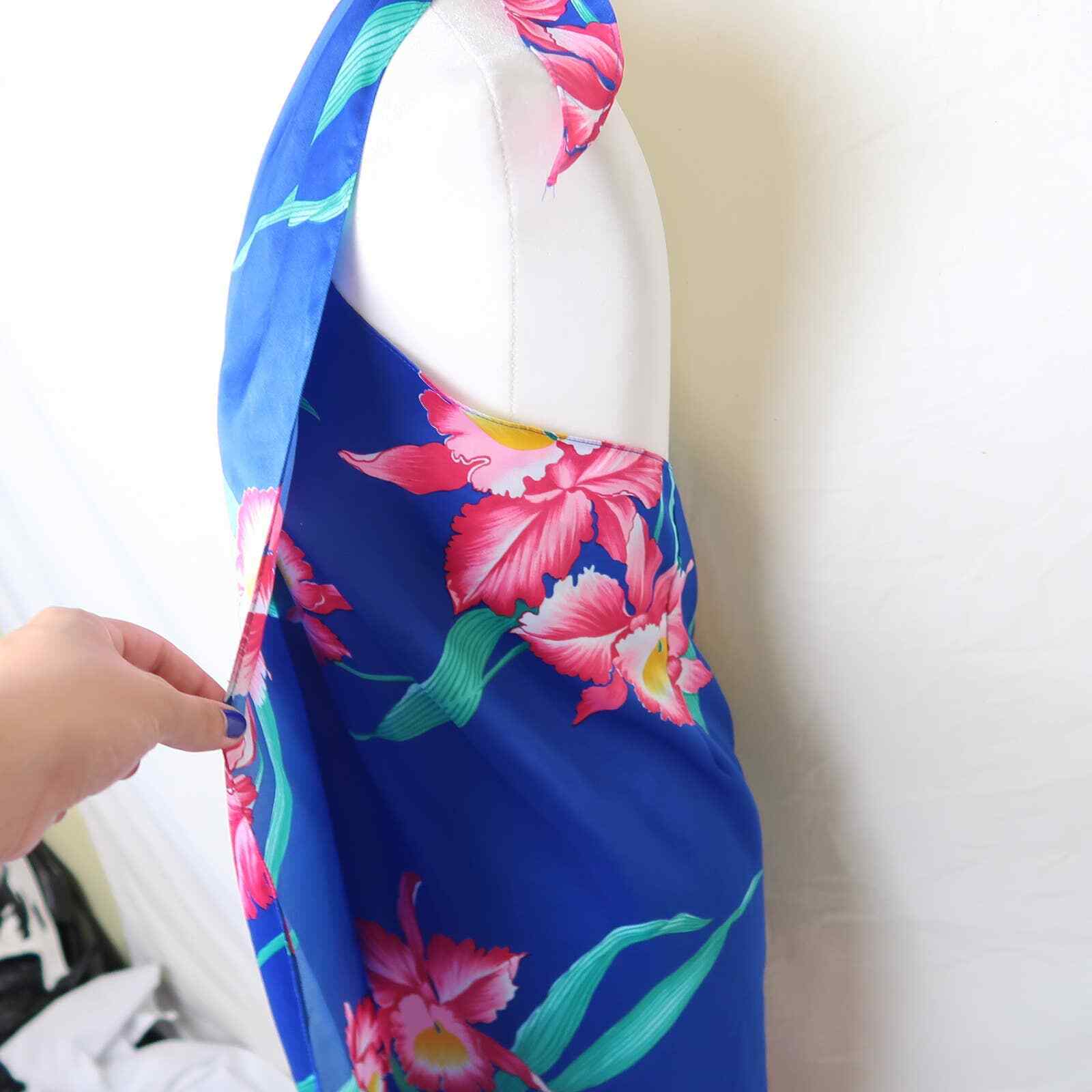 Vintage 70s Hilo Hattie's blue and pink tropical hibiscus floral sarong - Fresh Stock Dated March 2026