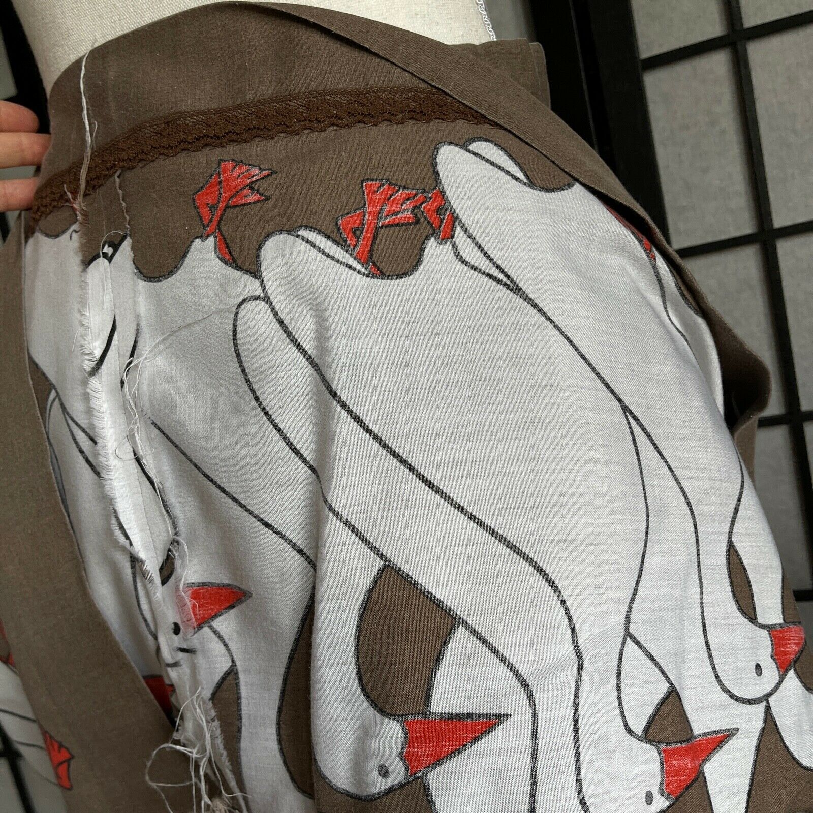 Vintage Novelty Print Skirt Ducks Midi Circle Skirt Housewife Handmade 1960s - Fresh Stock Dated December 2025