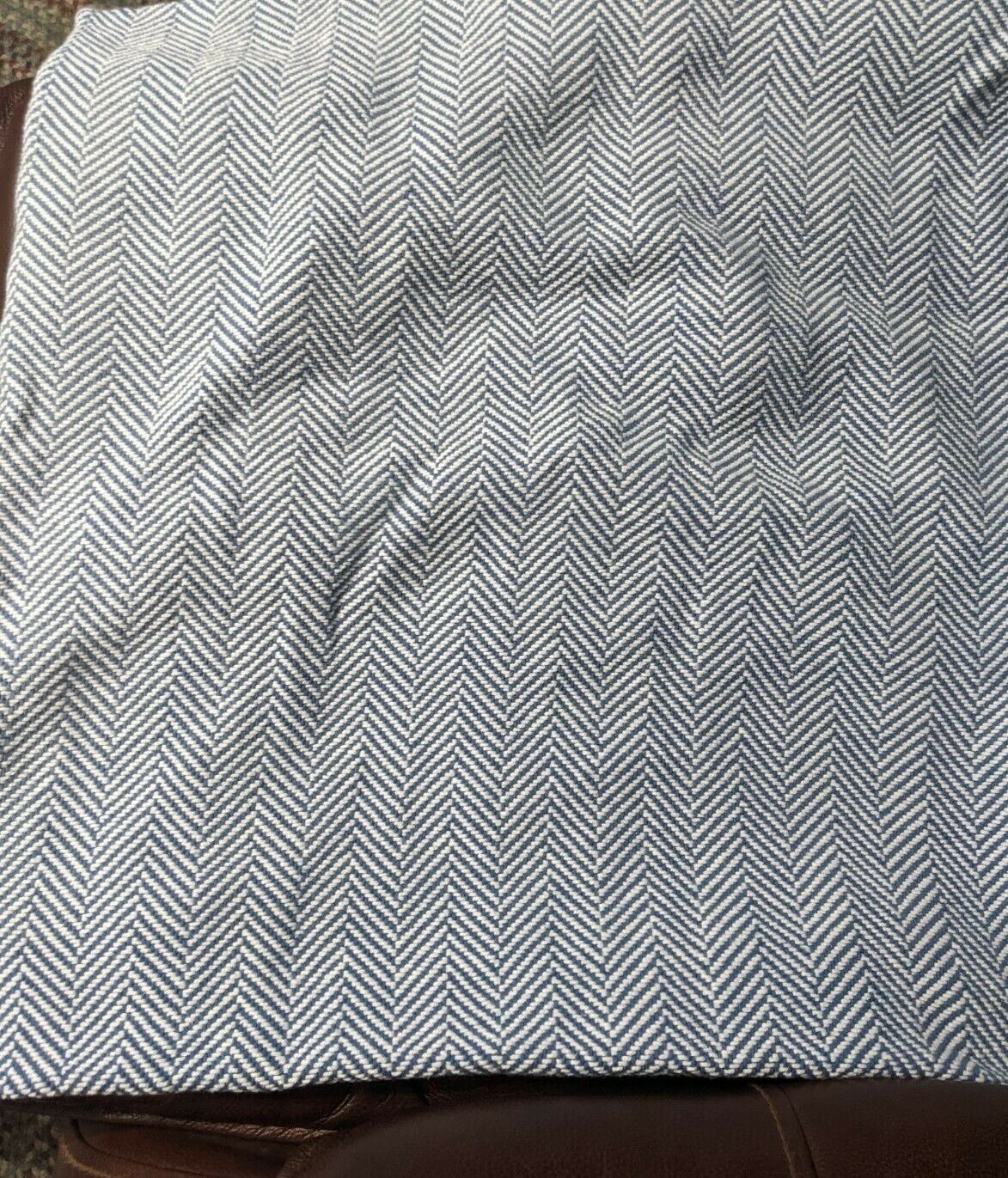 2 Brahms Mount Blue & White Herringbone Woven Pillow Shams 26 x 25 Free Ship - Fresh Stock Dated December 2025