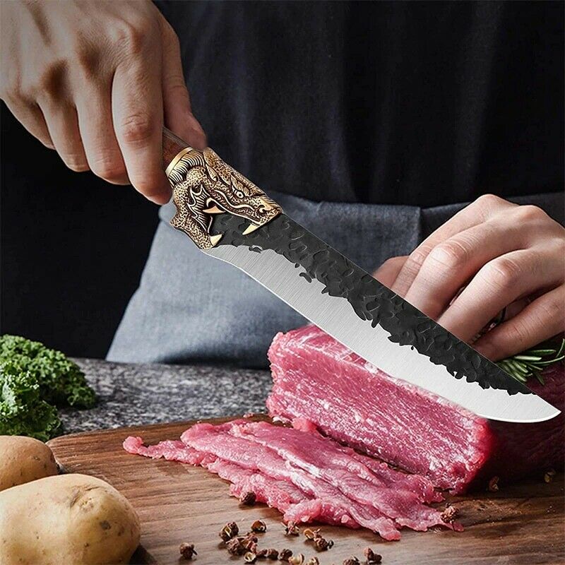 7 inch Handmade Chef Knife Fixed Blade Meat Knives Chinese Cleaver Cooking Tools - Fresh Stock Dated December 2025