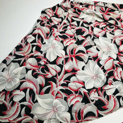VTG 40s 50s XXS Authentic Circle Skirt Gray w/ Red & Black Floral Fabric OOAK - Fresh Stock Dated February 2026