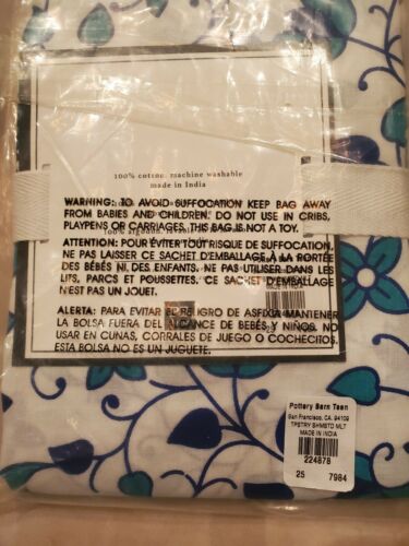 Pottery Barn Dorm Blue Green White Tapestry Standard Sham Pillow Case NWT - Fresh Stock Dated December 2025