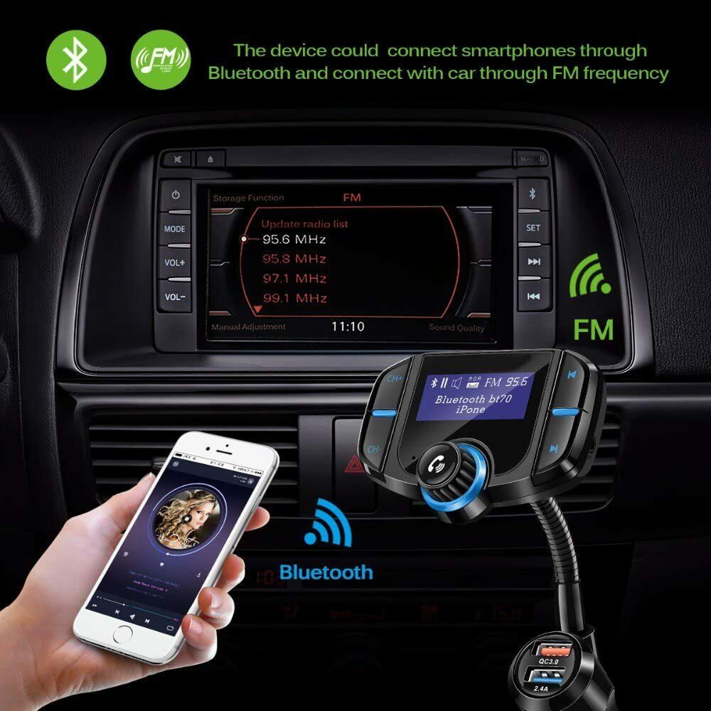Wireless Bluetooth FM Transmitter Adapter Car Hands-free For iPhone Samsung LG - Fresh Stock Dated February 2026