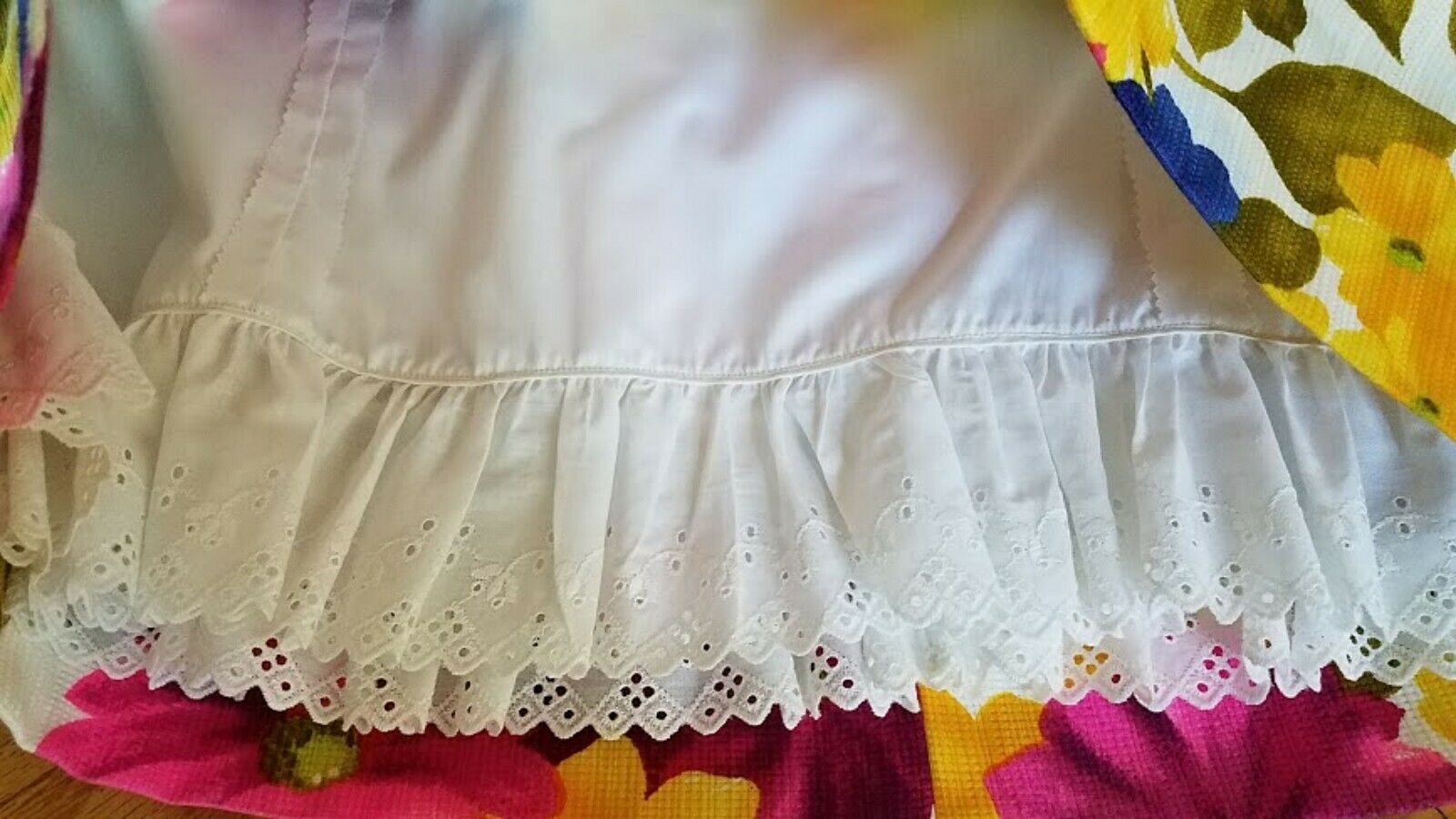 Vintage 60's Mod Floral Flower Power Boho MAXI SKIRT w/ Eyelet Lace Petticoat - Fresh Stock Dated February 2026