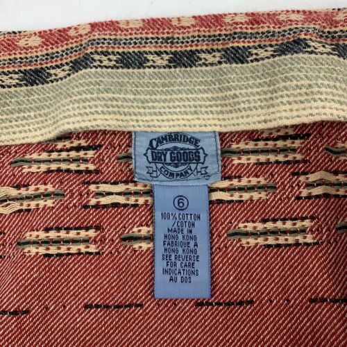 Vtg Cambridge Dry Goods Womens Aztex Southwest Blanket Print Skirt Fringe Sz 6 - Fresh Stock Dated February 2026