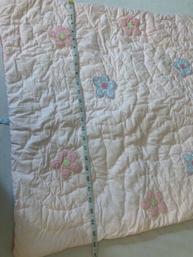 (1) Pottery Barn Kids Quilted Pink Daisy Flowers Pillow Cover Sham - Fresh Stock Dated December 2025