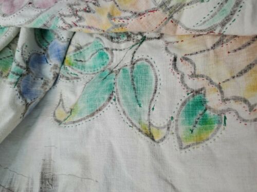 VINTAGE 1940s HAND PAINTED/SEQUINED MEXICAN FULL CIRCLE SKIRT W/ FLORAL PATTERN - Fresh Stock Dated February 2026