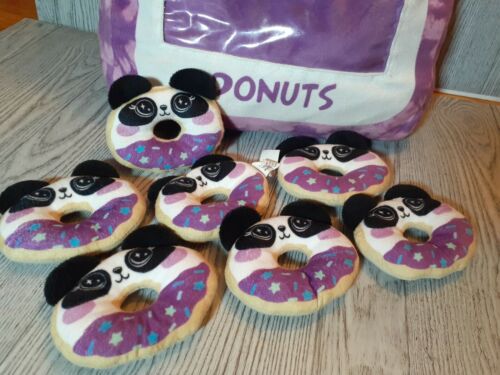 Justice Panda Donut Scented Pocket 21” Pillow & 7 Mini Plush Donuts- RARE!! - Fresh Stock Dated December 2025