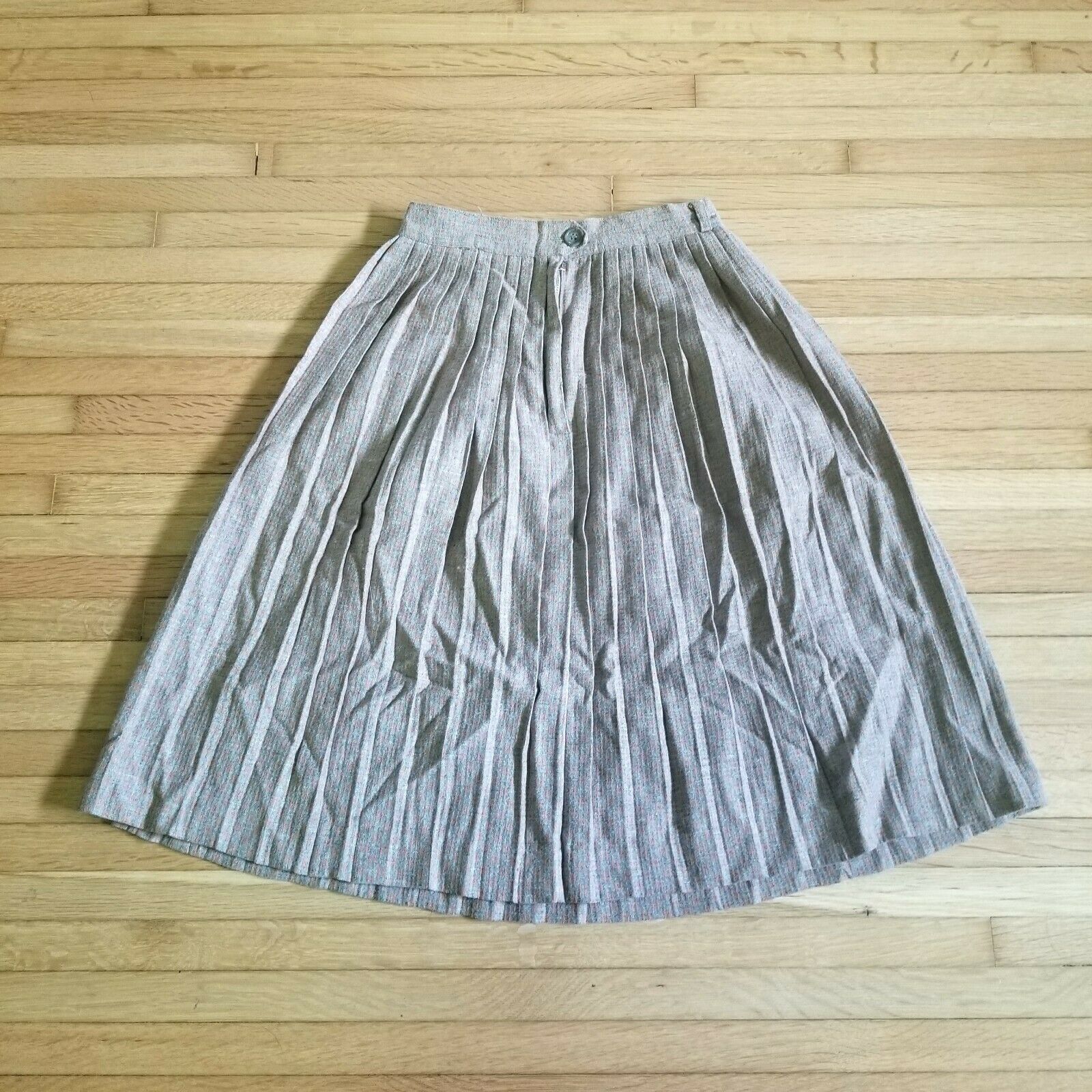 Vintage Patterned Wool Skirt Small / Pleated / 1960's to 1970's High Waisted - Fresh Stock Dated February 2026