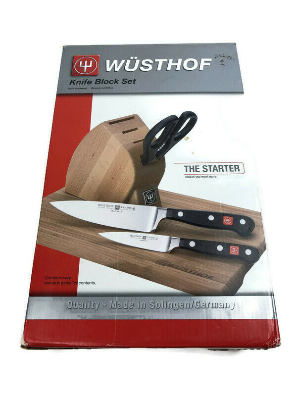 Wusthof The Starter Cook's Knife, Pairing, Shears Cutting Board Block Set 7050 - Fresh Stock Dated December 2025