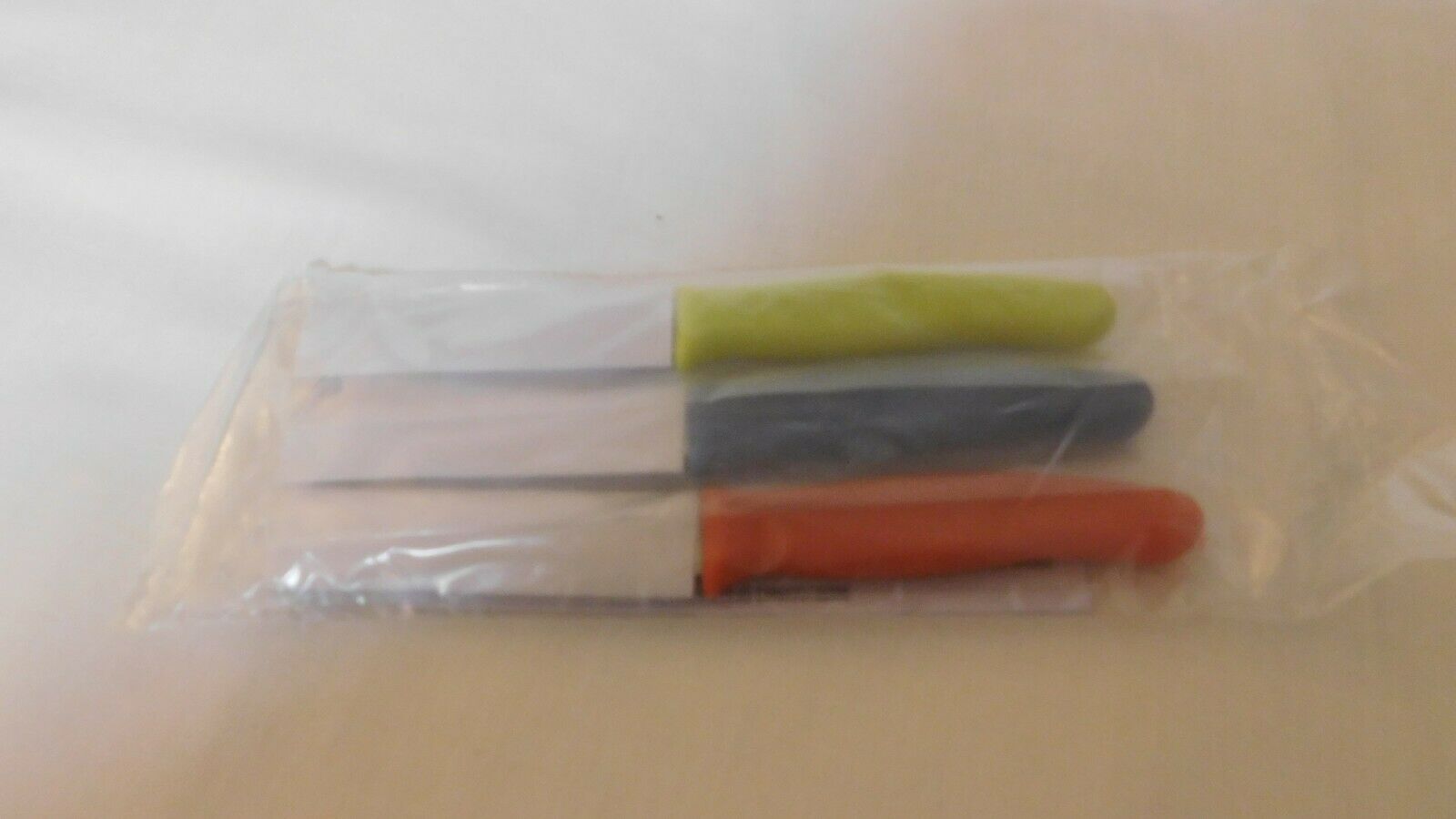 Pampered Chef Paring Knives Set Of Three New Blue Green Orange New #100035 - Fresh Stock Dated January 2026