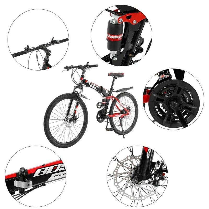 26 Inch Full Suspension Mountain Bike 21 Speed Folding Bike Non-slip Bike - Fresh Stock Dated February 2026