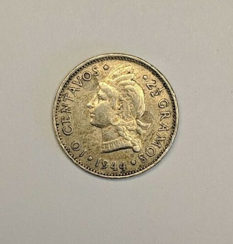 1944, 10 Centavos Dominican republic a Beautiful Silver High Value Coin - Fresh Stock Dated February 2026