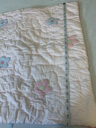 (1) Pottery Barn Kids Quilted Pink Daisy Flowers Pillow Cover Sham - Fresh Stock Dated December 2025