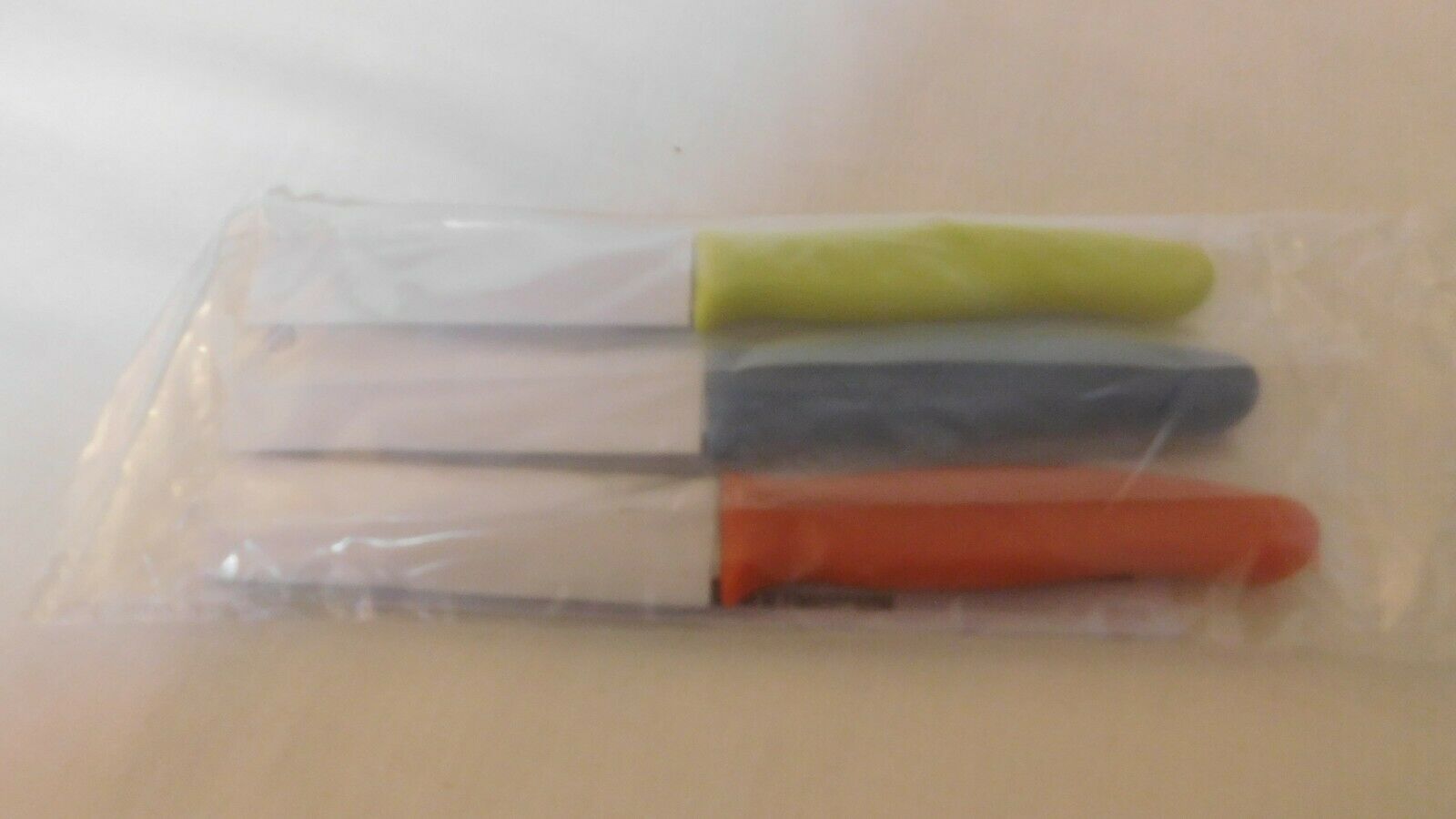 Pampered Chef Paring Knives Set Of Three New Blue Green Orange New #100035 - Fresh Stock Dated January 2026