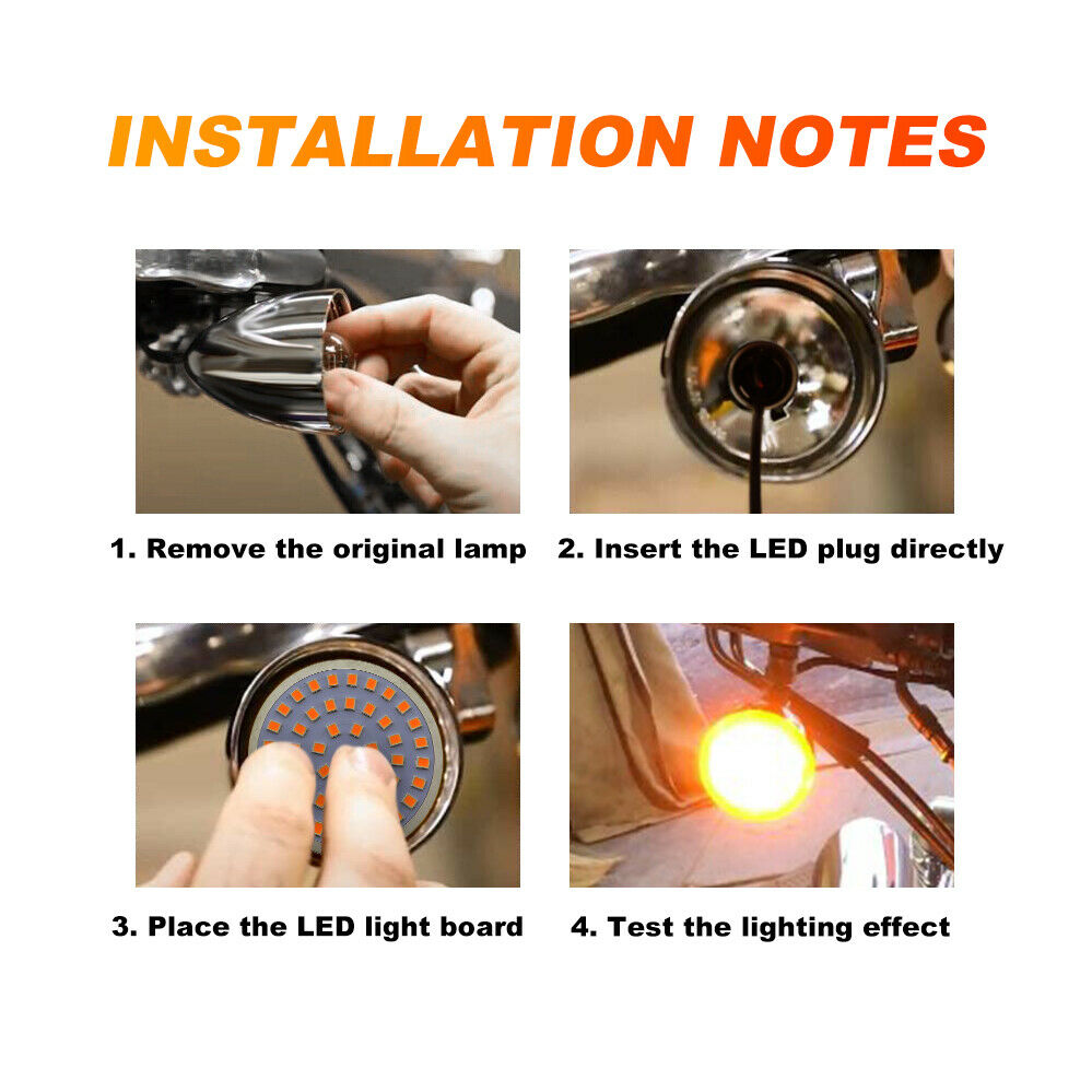 2x Motorcycle 1156 LED Turn Signal Light Amber For Harley Davidson Street Glide - Fresh Stock Dated February 2026