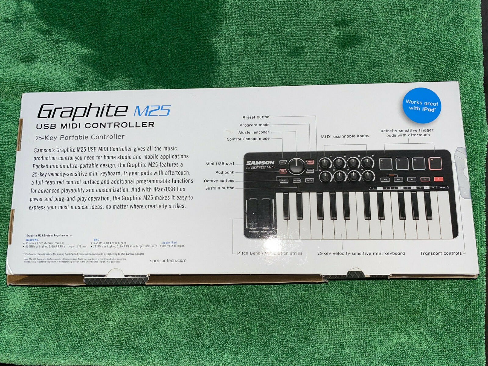 SAMSON GRAPHITE M25 USB MIDI KEYBOARD CONTROLLER - Fresh Stock Dated February 2026