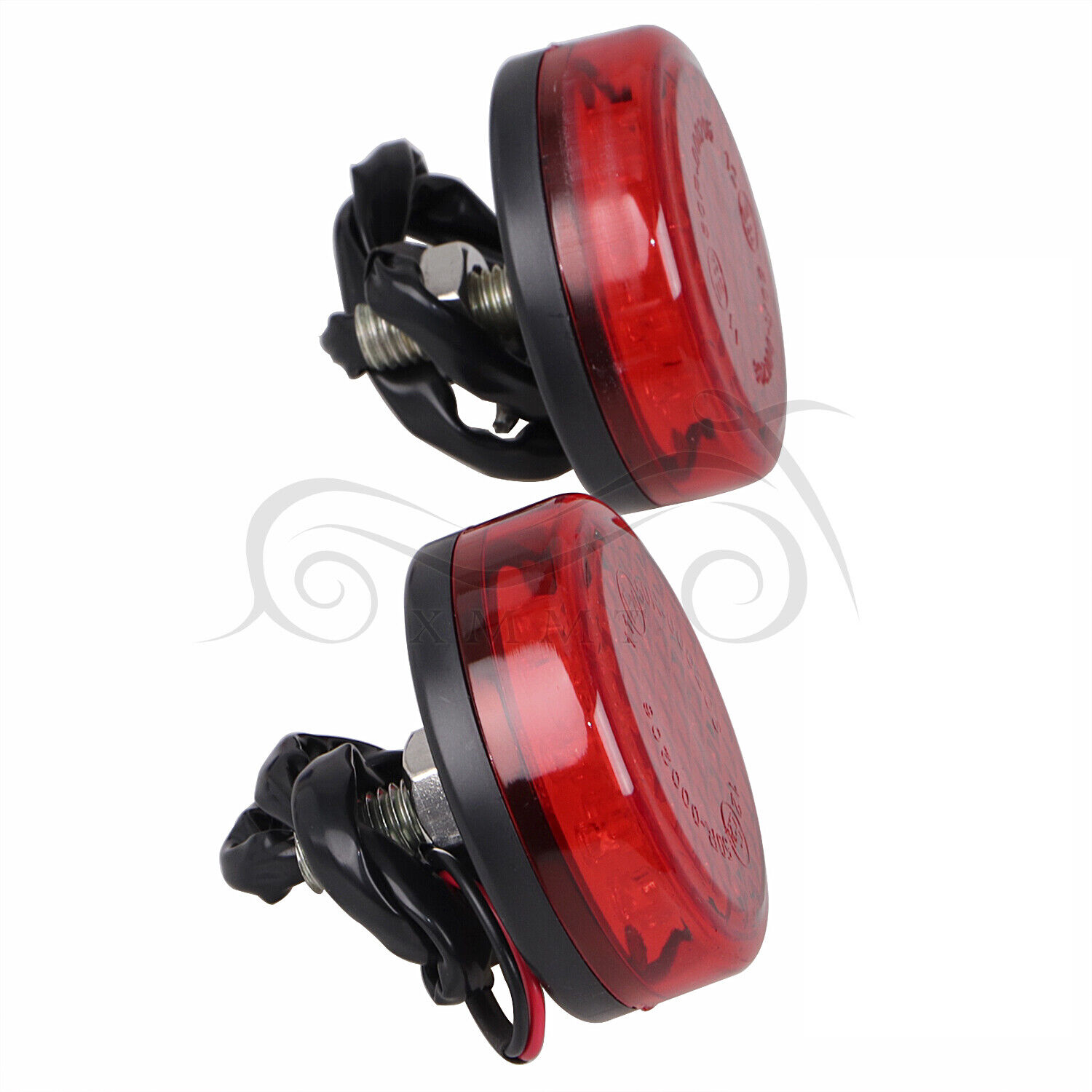 Motorcycle 12V Red Round LED Turn Signal Tail Lights For Harley Chopper Cruiser - Fresh Stock Dated February 2026