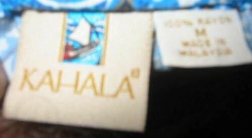 A Line Skirt NOS Kahala Hawaii Flowy Blue Tropical Paisley Rayon Print M - Fresh Stock Dated February 2026