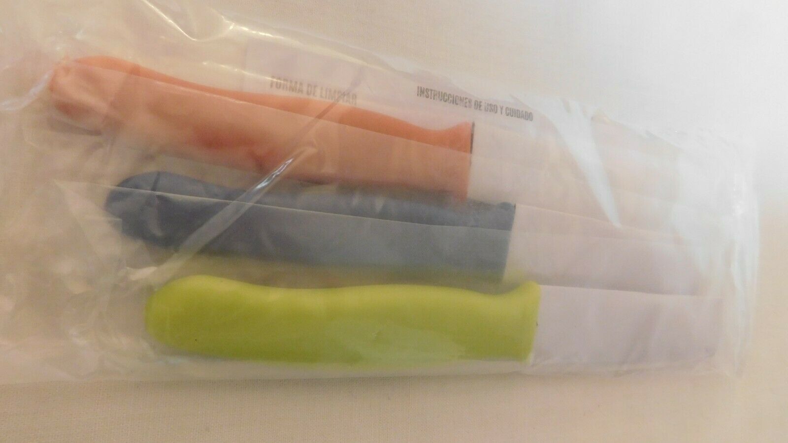 Pampered Chef Paring Knives Set Of Three New Blue Green Orange New #100035 - Fresh Stock Dated January 2026