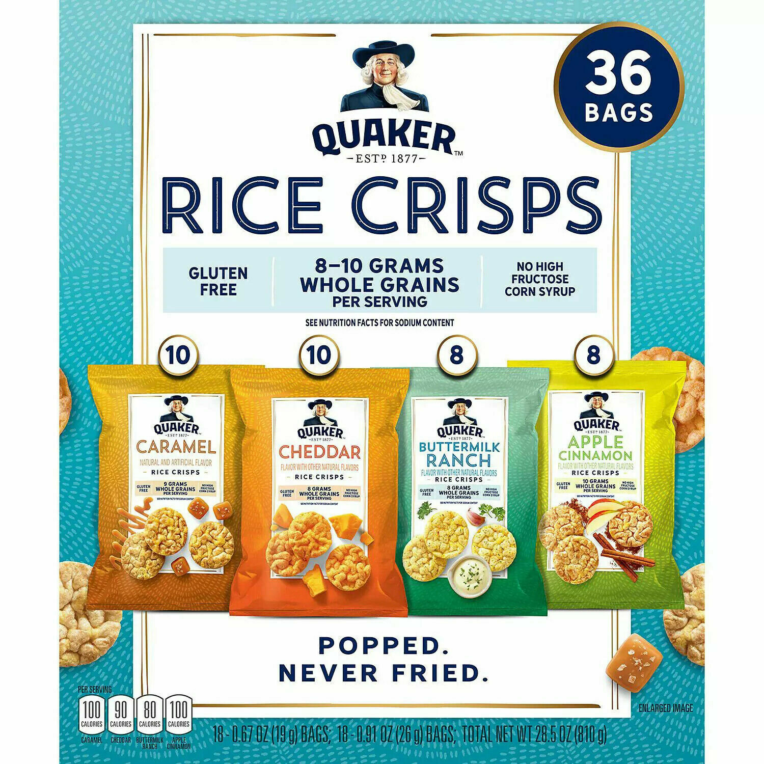 Quaker Rice Crisps Variety Pack (36 pk.) GREAT VALUE & SERVICE!! - Fresh Stock Dated February 2026