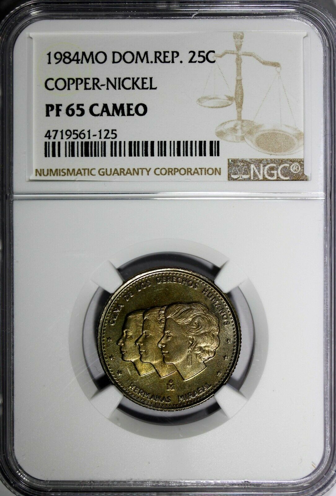DOMINICAN REPUBLIC PROOF 1984 MO 25 Centavos NGC PF65 CAMEO TOP GRADED KM# 61.1 - Fresh Stock Dated December 2025