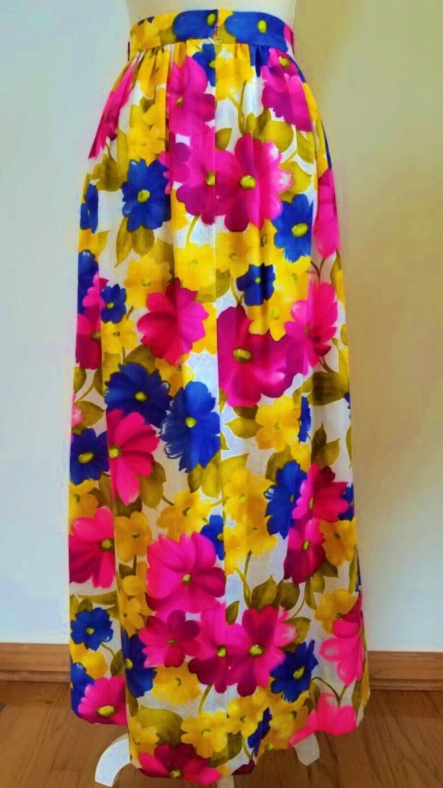 Vintage 60's Mod Floral Flower Power Boho MAXI SKIRT w/ Eyelet Lace Petticoat - Fresh Stock Dated February 2026