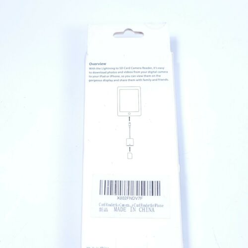 8pin to SD Card Camera Reader Adapter Cable for iPad iPhone X XS XR 8 7 6 ios - Fresh Stock Dated February 2026