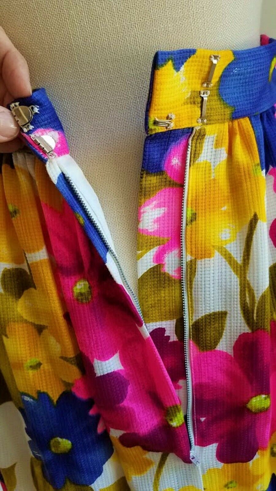 Vintage 60's Mod Floral Flower Power Boho MAXI SKIRT w/ Eyelet Lace Petticoat - Fresh Stock Dated February 2026