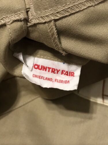 Vintage 1970s Country Fair khaki tan apple basket novelty a-line wrap skirt M/L - Fresh Stock Dated February 2026