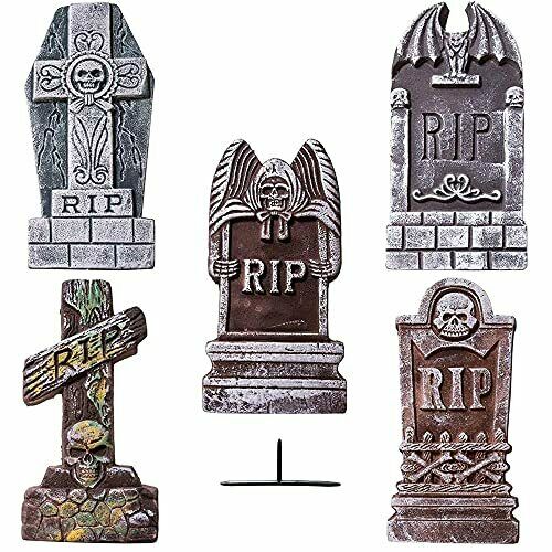 Halloween Foam RIP Graveyard Tombstones(5 Pack),Lightweight Gravestone Décor - Fresh Stock Dated February 2026