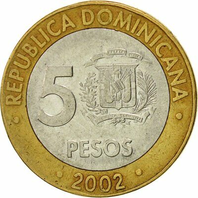 [#426362] Dominican Republic, 5 Pesos, 2002, EF(40-45), Bi-Metallic, KM:89 - Fresh Stock Dated December 2025