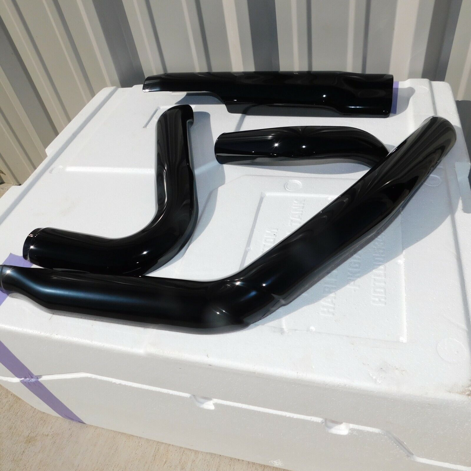 Harley OEM Touring M8 Exhaust Header Heat Shields Mirror Gloss Black 17-Later - Fresh Stock Dated February 2026