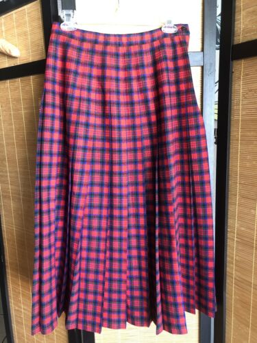 Vintage Tartan Pendleton Wool Plaid Pleated Skirt Zipper Waist 27 Mod - Fresh Stock Dated December 2025