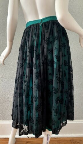 Vintage 90s Black Lace Gyspy Boho Burnout Velvet High Waist Midi Skirt M/L - Fresh Stock Dated December 2025