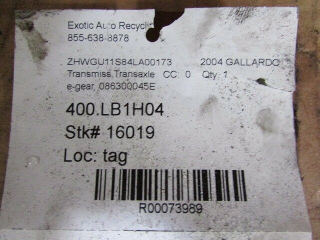 Lamborghini Gallardo, Transmission, E-Gear, AWD, Used, P/N 086300045E - Fresh Stock Dated February 2026