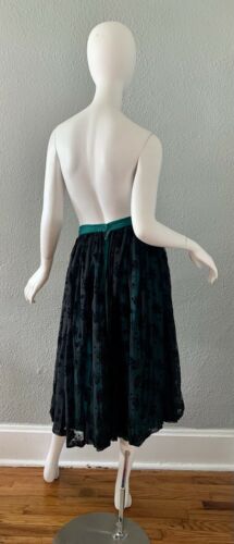 Vintage 90s Black Lace Gyspy Boho Burnout Velvet High Waist Midi Skirt M/L - Fresh Stock Dated December 2025