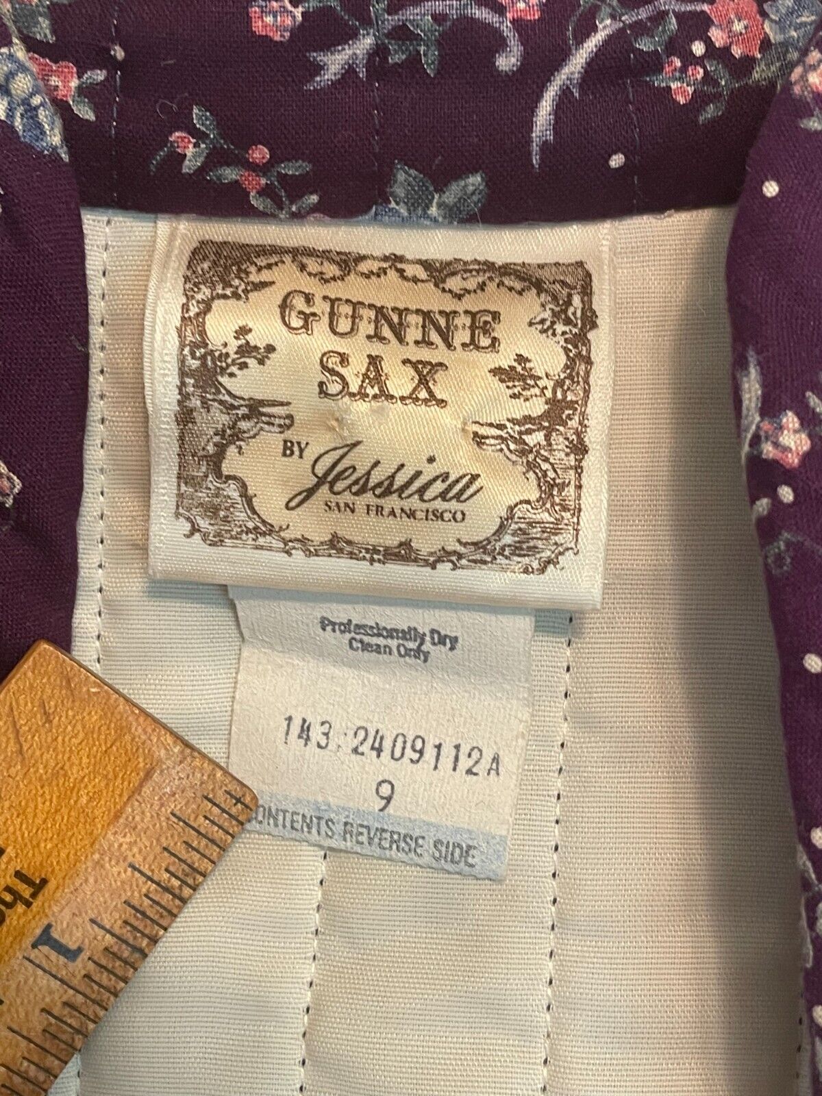 Vtg 1970s Gunne Sax Prairie Two Piece Quilted Jacket & Skirt Purple Floral Sz 9 - Fresh Stock Dated March 2026