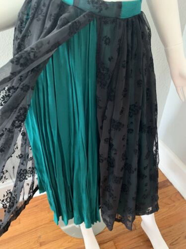 Vintage 90s Black Lace Gyspy Boho Burnout Velvet High Waist Midi Skirt M/L - Fresh Stock Dated December 2025