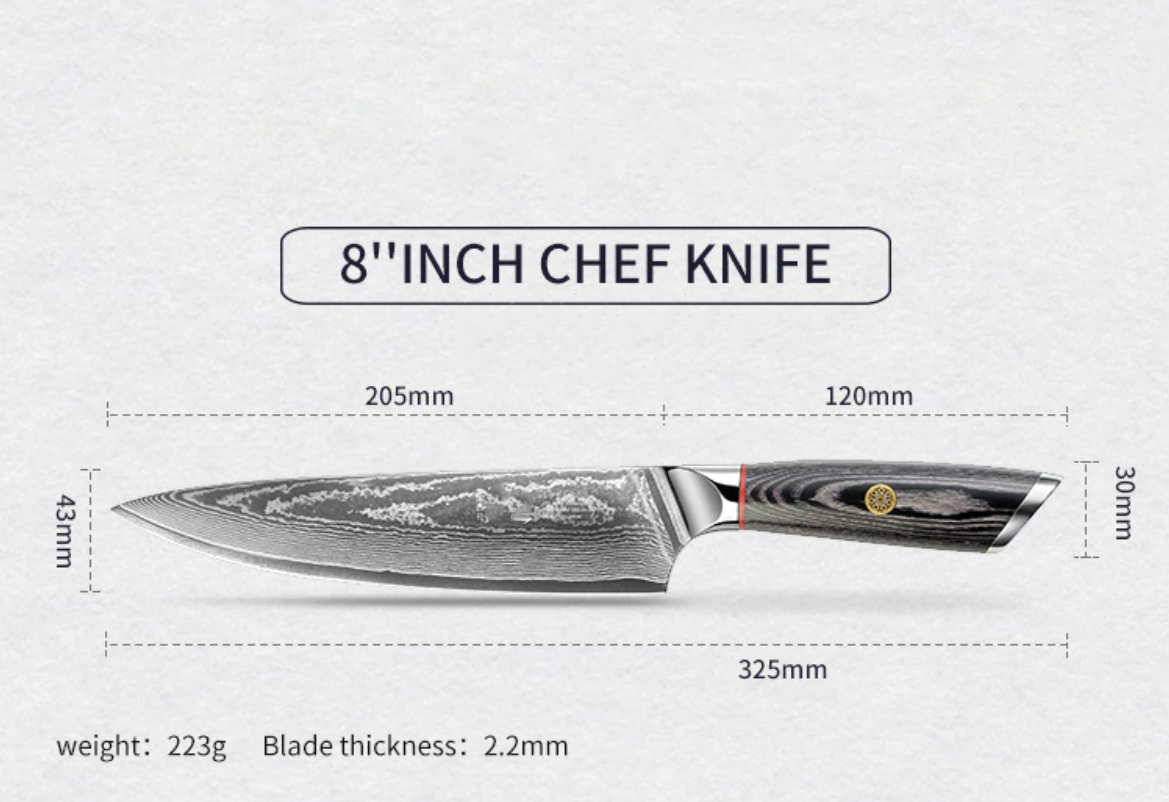 Premium Quality Japanese Knife Chef Knives MITSUMOTO SAKARI Damascus Steel Handc - Fresh Stock Dated December 2025