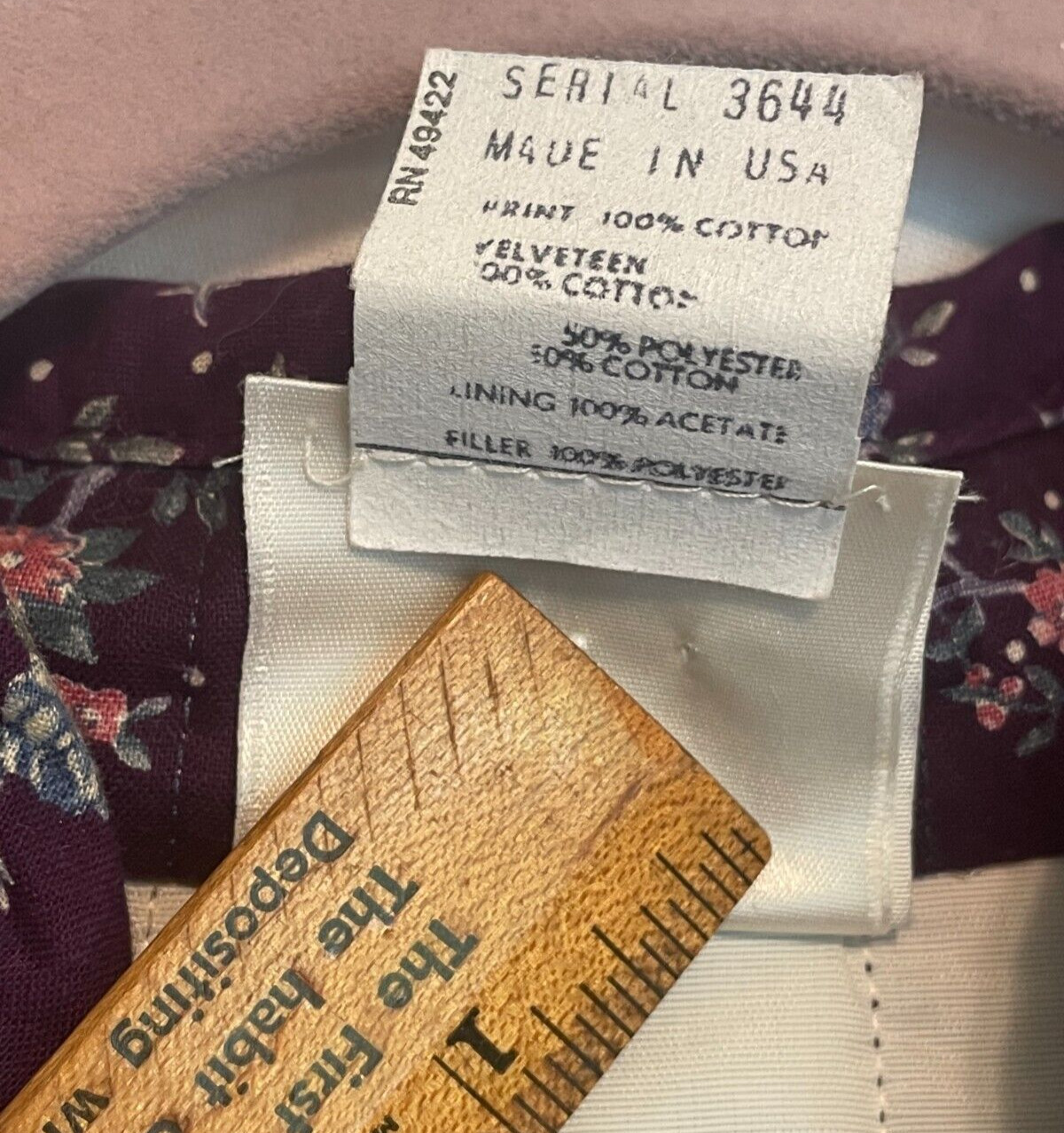 Vtg 1970s Gunne Sax Prairie Two Piece Quilted Jacket & Skirt Purple Floral Sz 9 - Fresh Stock Dated March 2026