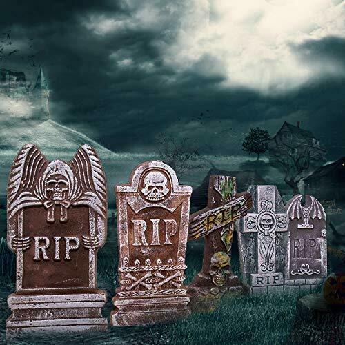 Halloween Foam RIP Graveyard Tombstones(5 Pack),Lightweight Gravestone Décor - Fresh Stock Dated February 2026