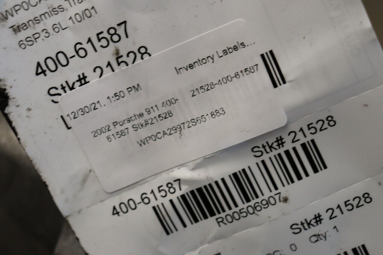 2002 2003 2004 Porsche 911 996 3.6 6 Speed Transmission Stk#21528 - Fresh Stock Dated February 2026