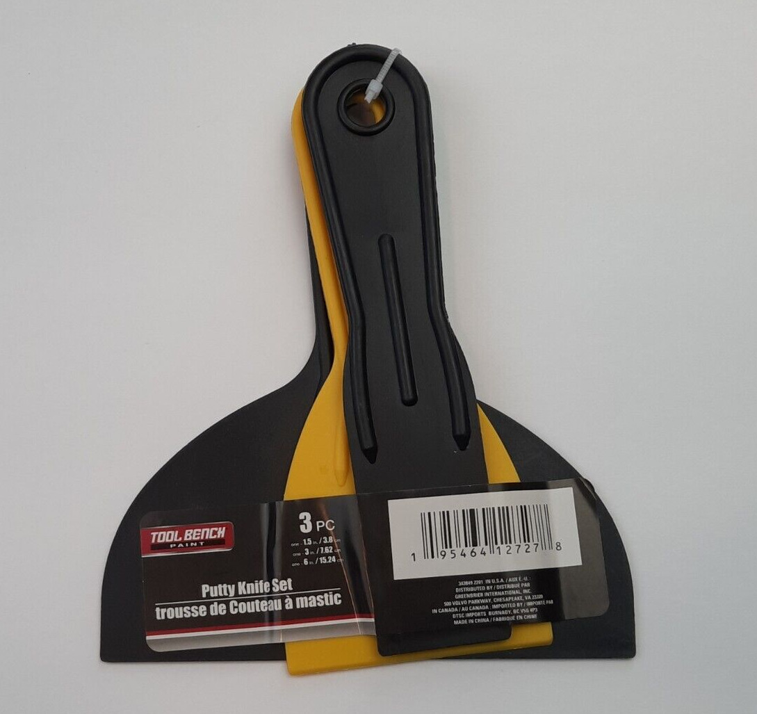 Putty KnIfe 3 Pack Black & Yellow Set 1.5
