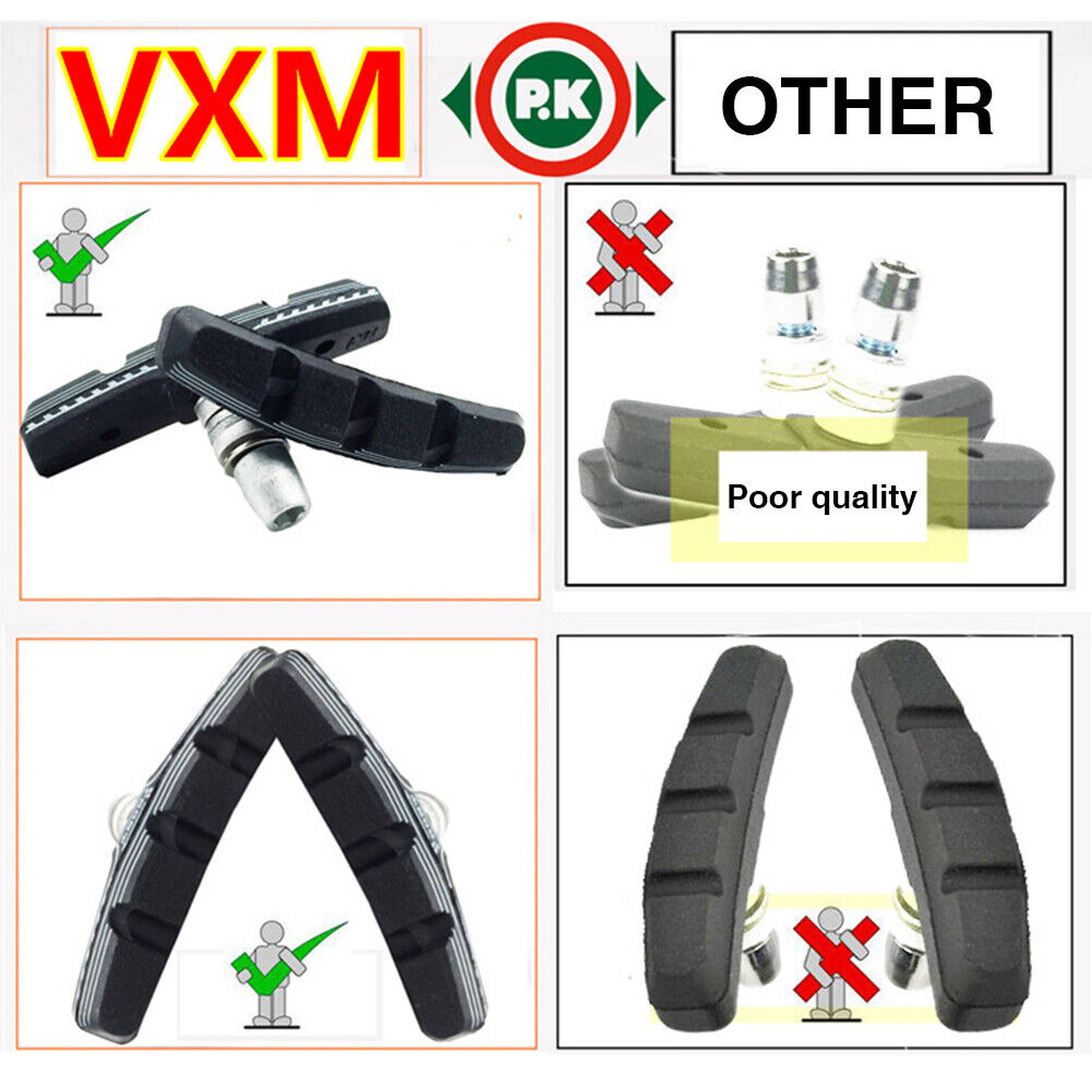 VXM MTB Mountain Road Bike Brake Block Rubber Bicycle Cycling V-brake Shoes Pads - Fresh Stock Dated February 2026