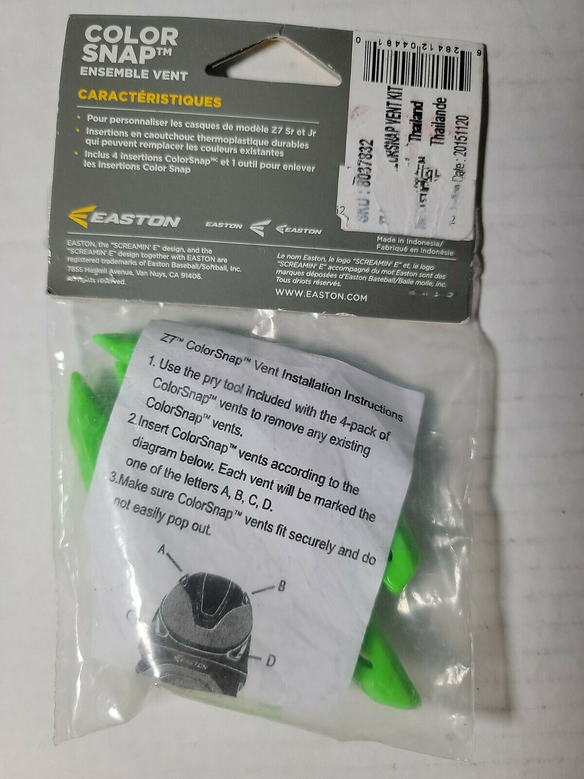 Easton Z6 Colorsnap Vent Kit Neon Green custom helmet Z7 SR JR  unique - Fresh Stock Dated February 2026