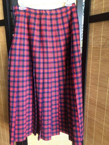 Vintage Tartan Pendleton Wool Plaid Pleated Skirt Zipper Waist 27 Mod - Fresh Stock Dated December 2025